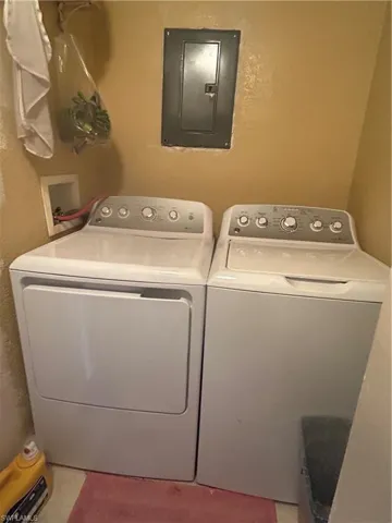 Laundry room with washer and dryer and washer hookup