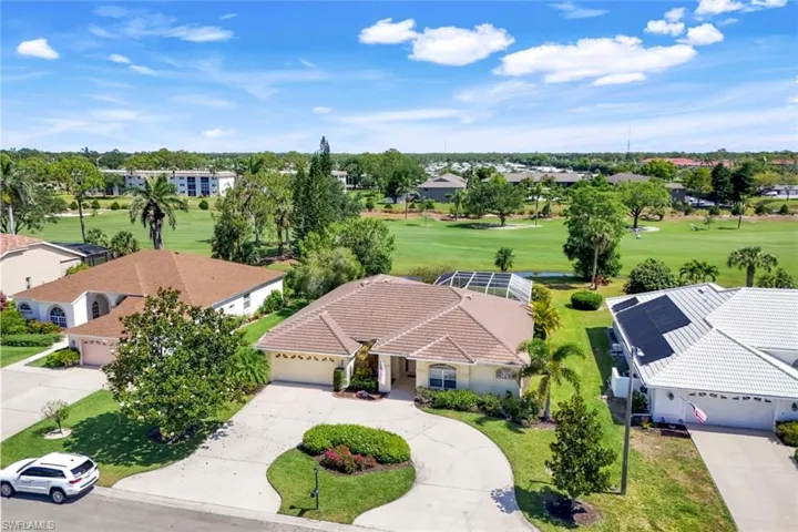 View from above of property featuring a golf club