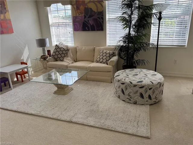 Living room featuring carpet floors