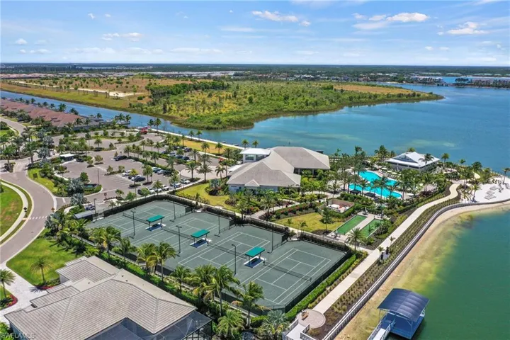 Drone / aerial view of a large body of water