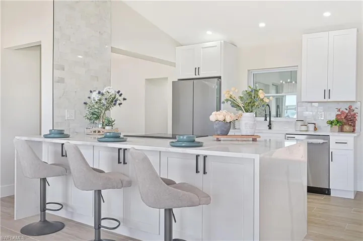 huge peninsula and double cabinets for more storage