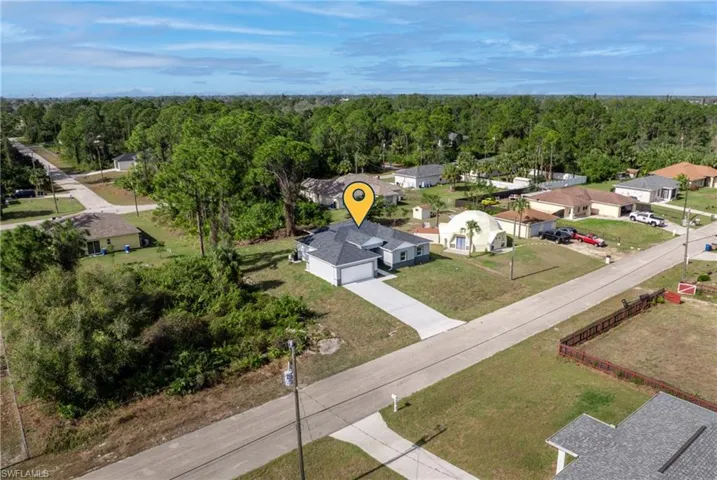 Aerial perspective of suburban area