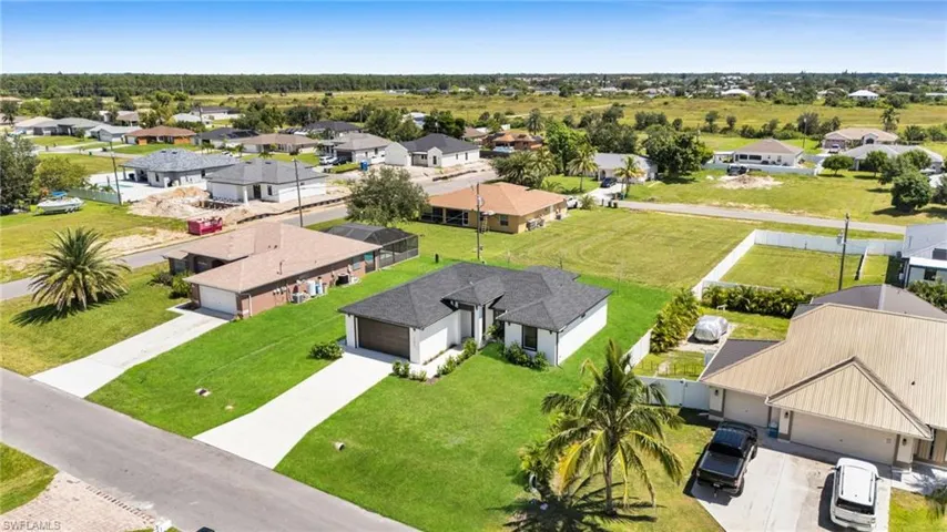 Aerial perspective of suburban area