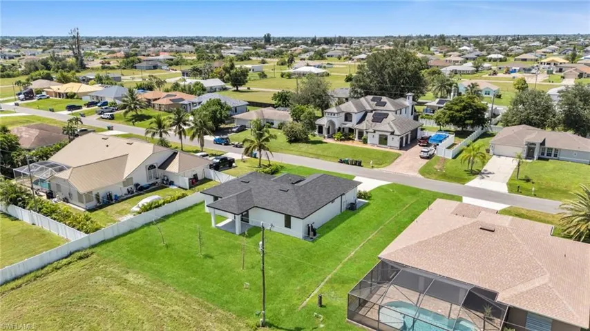 Aerial perspective of suburban area