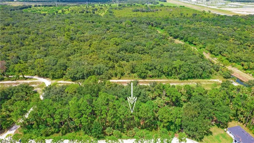 Aerial overview of property's location featuring a heavily wooded area
