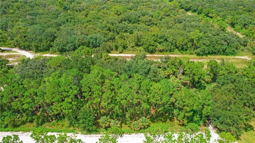 Aerial view of property's location featuring a heavily wooded area