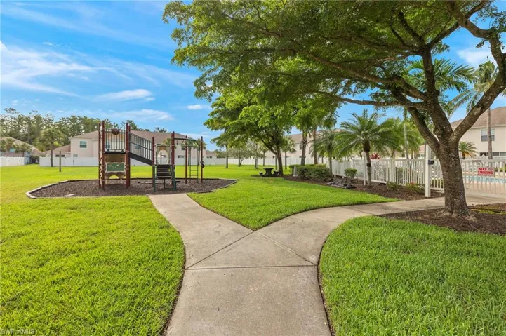 View of community featuring a yard and a playground