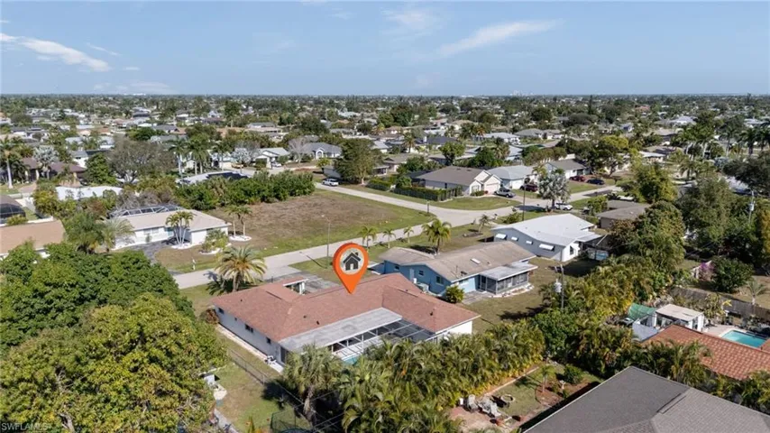 Aerial view of residential area