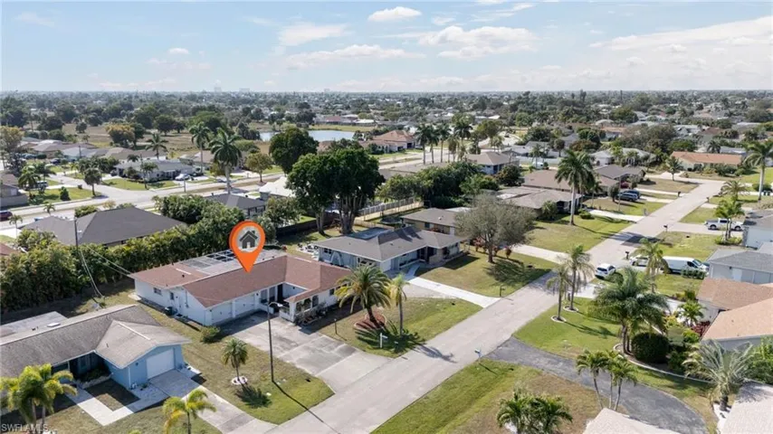 Aerial perspective of suburban area