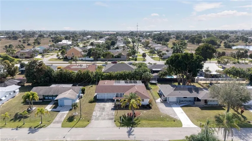 Aerial perspective of suburban area