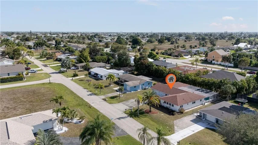 Aerial perspective of suburban area