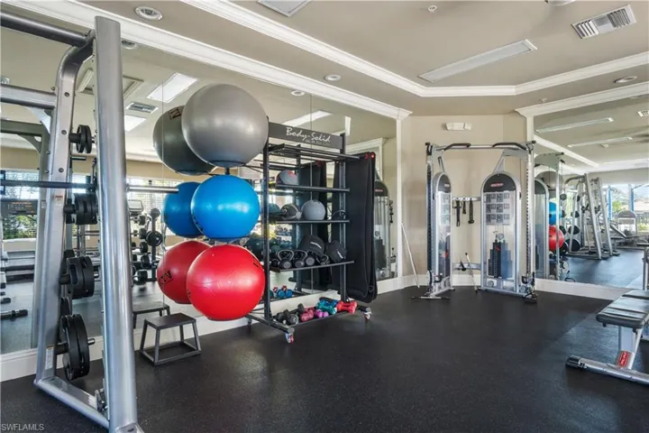 Gym featuring crown molding