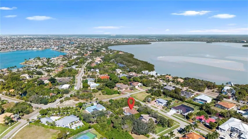 Aerial view of property's location and views of Roberts Bay and Barfield Bay