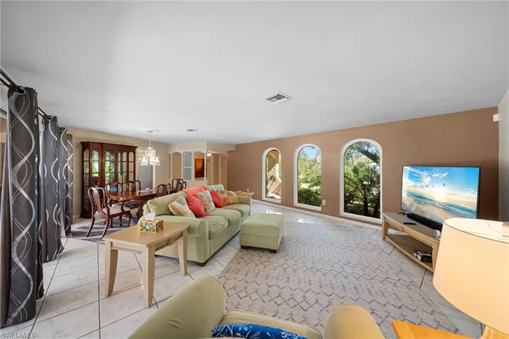 Living area and formal dining space