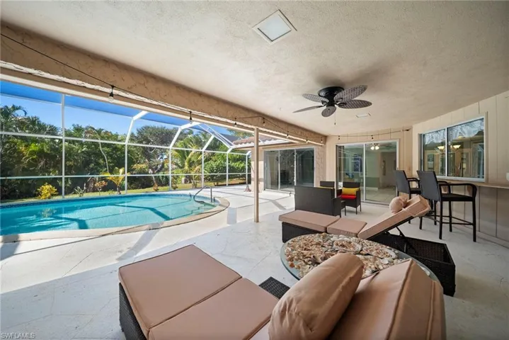 Outdoor pool hangout area