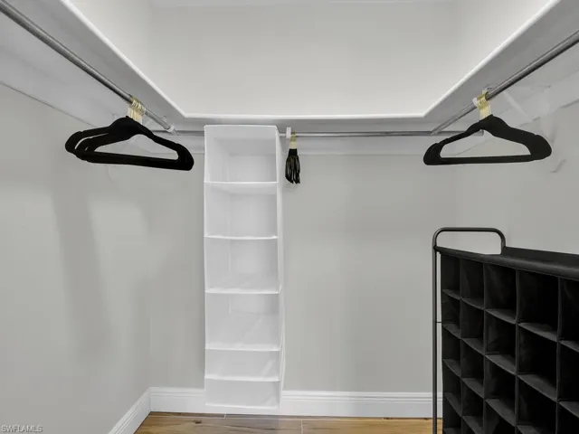 Spacious closet featuring light wood-type flooring