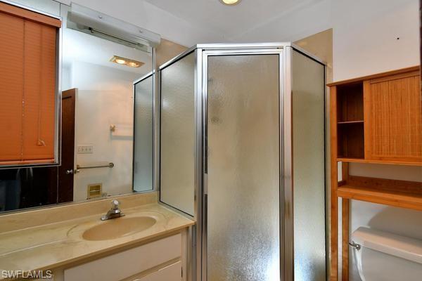 With walk in shower and cedar closets