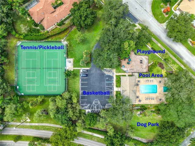 aerial view of community amenities