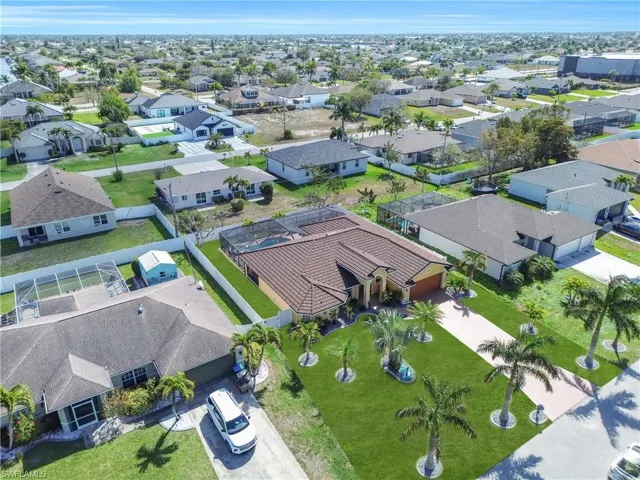 Aerial perspective of suburban area