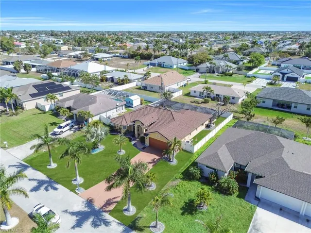 Aerial perspective of suburban area