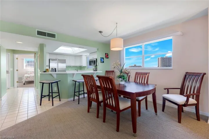 View of tiled dining space
