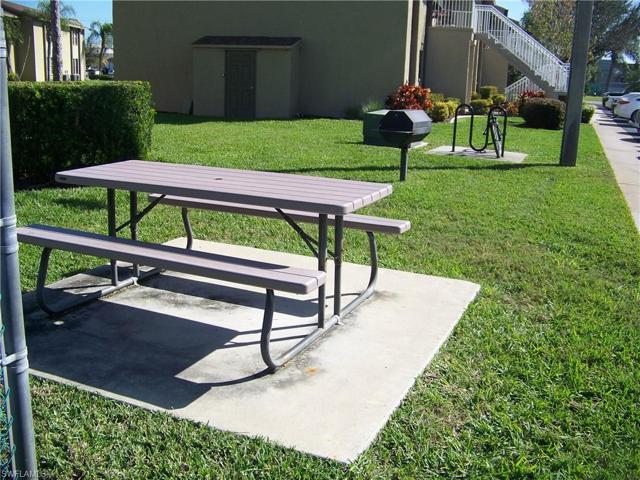 One of many BBQ area w/picnic table and bicycle parking