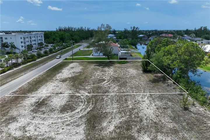 Aerial view of a nearby body of water