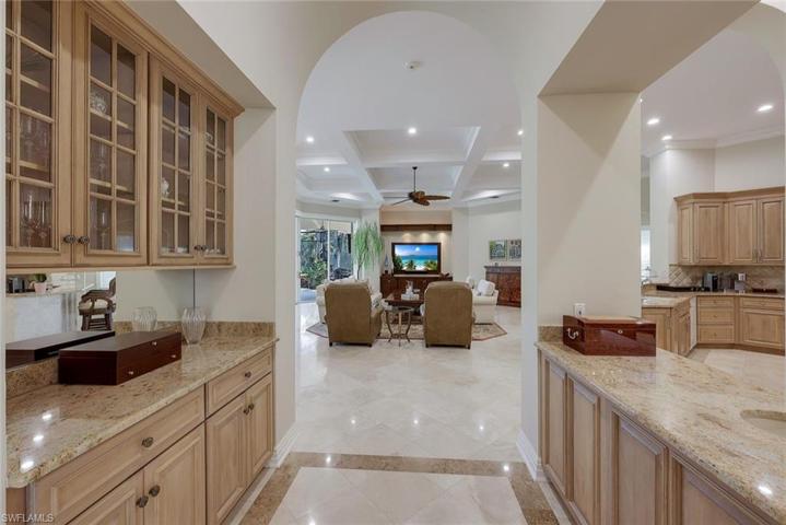 Bar area leading from formal living room into the family room.