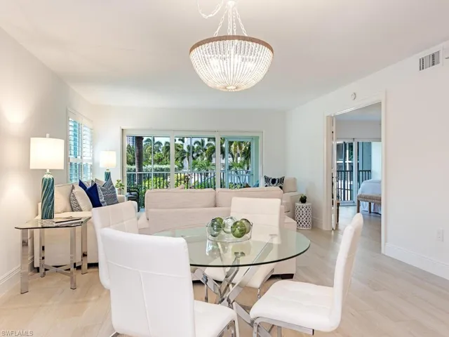 Open and bright dining/living area