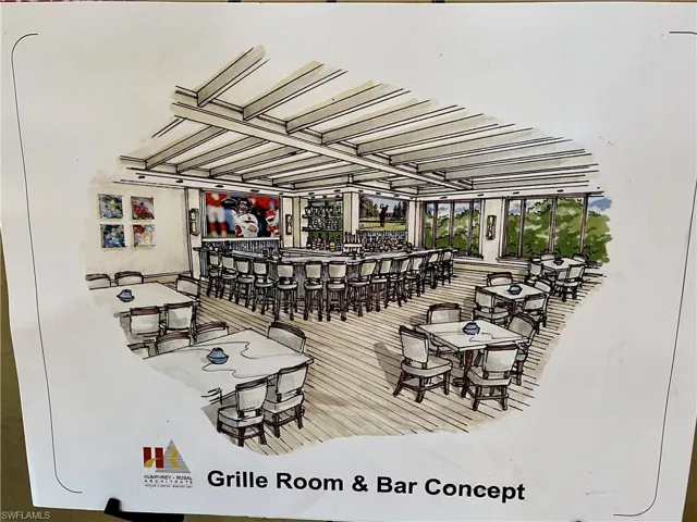 Rendering of new grill room & bar area of clubhouse.