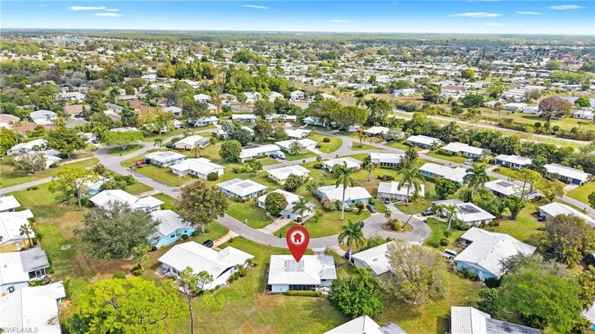 Aerial perspective of suburban area