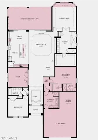 Additional Highlights Include: Gourmet kitchen, study in place of flex, bay window at primary suite, extended covered lanai, tandem garage, tray ceiling at primary suite and great room, 8' interior doors, impact windows, and pool and spa prewire.