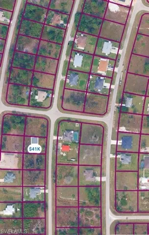 Aerial Property Map. Displaying individual parcels and structures within a plotted development