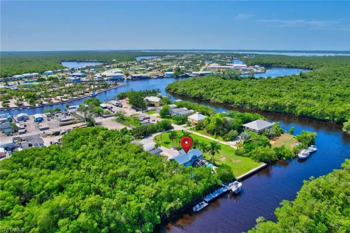 Drone / aerial view of a large body of water
