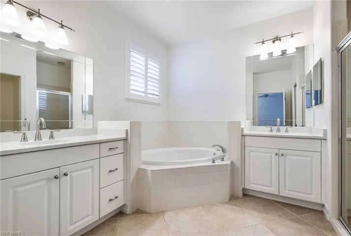 separate vanities -- separate tub & shower