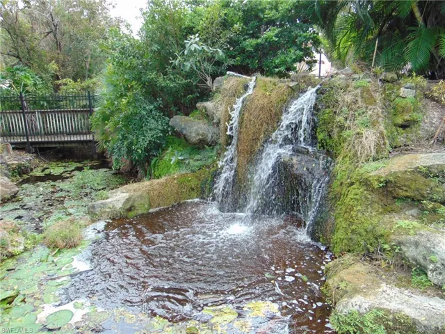 Soothing poolside waterfall
