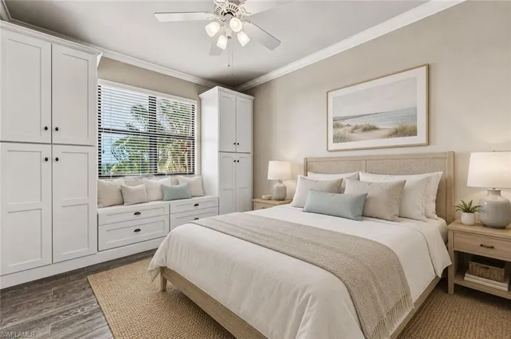 Virtually Staged 2nd bedroom. The cabinetry is installed not virtually staged.