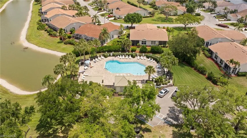 Aerial view with a residential view and a water view