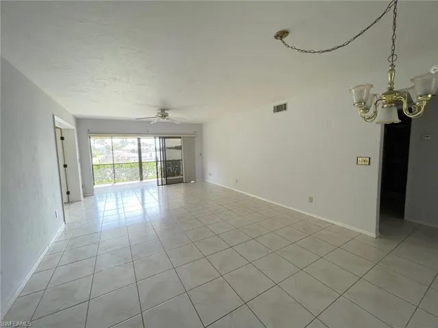 Open floor plan to lanai with great water views.