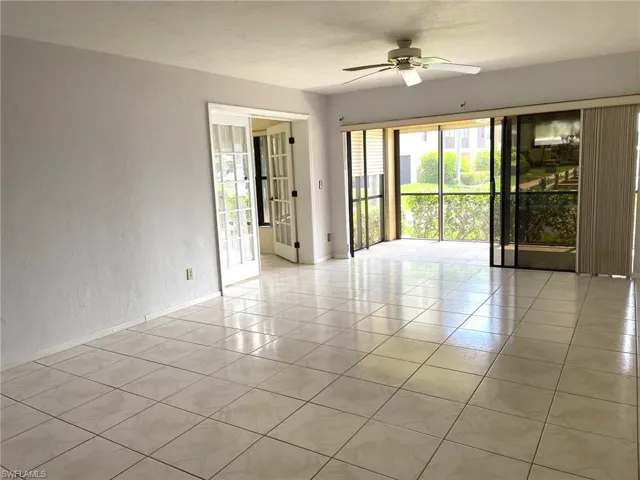 Open tiled floor plan to lanai with great water views.