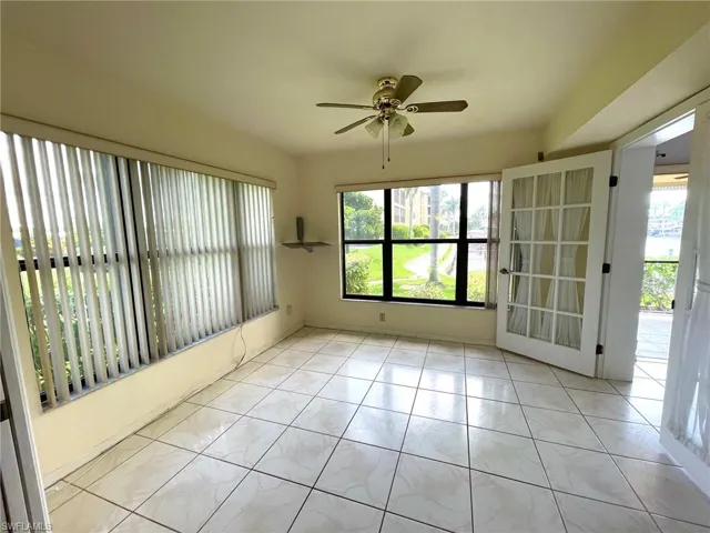 Spacious, clean with 2 closets & fan light.
