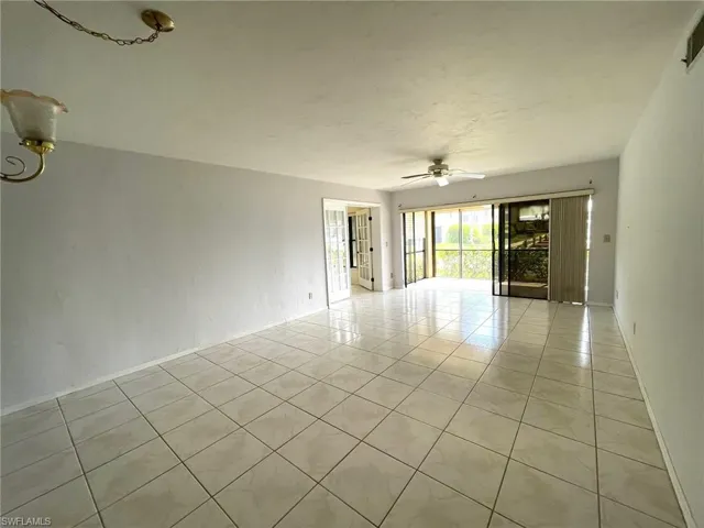 Open tiled floor plan to lanai with great water views.