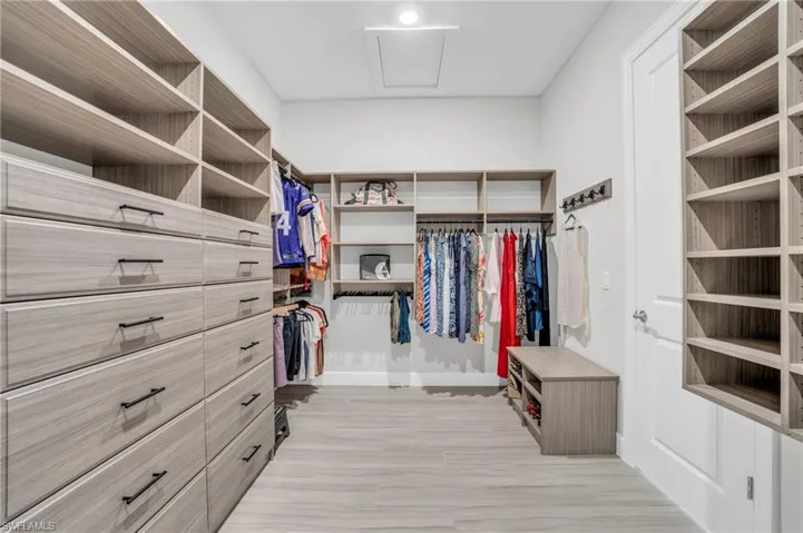 Spacious closet featuring light hardwood / wood-style flooring