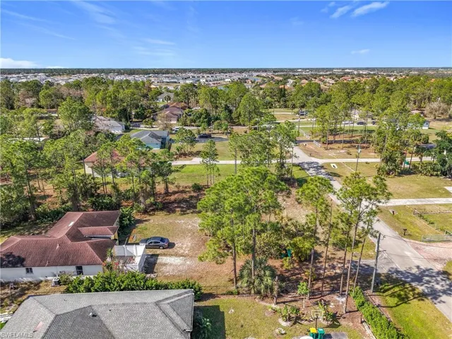 Aerial perspective of suburban area