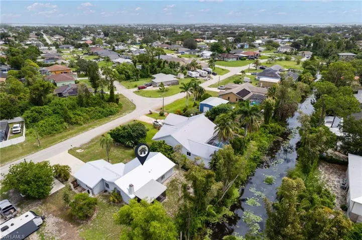 Aerial perspective of suburban area