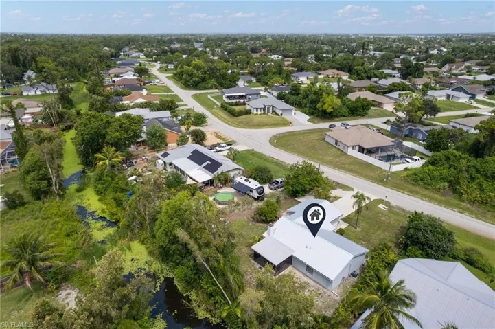 Aerial perspective of suburban area