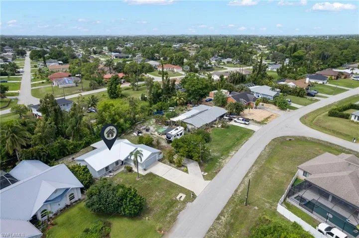 Aerial perspective of suburban area