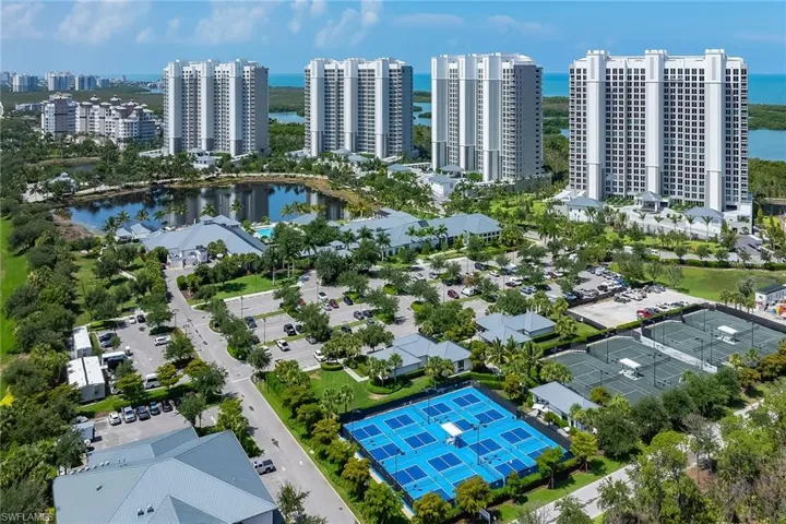 Ariel view of Kalea Bay: Five Towers, The Club at Kalea Bay, Twelve Guest Cottages, Tennis with Pro Shop, Racquet Ball, Bocce and the Kinsale Golf Club across the street