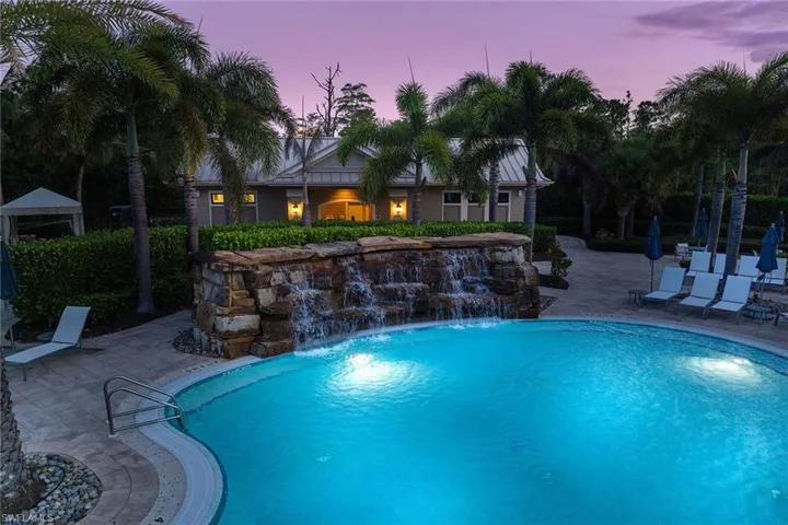 Outdoor pool with a patio