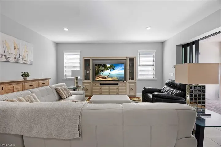 Living room with recessed lighting